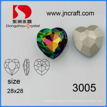 Accessoires de bijoux en pierre de fantaisie de forme de coeur d&#39;arc-en-ciel de vente directe d&#39;usine